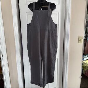 Gray Cotton Blend Overalls – Minimal Wide Leg Jumpsuit